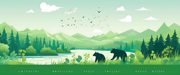 カラフルな世界野生生物デー 森林 生物多様性 緑色 濃い森 クリエイティブなバナーアイデアデザイン