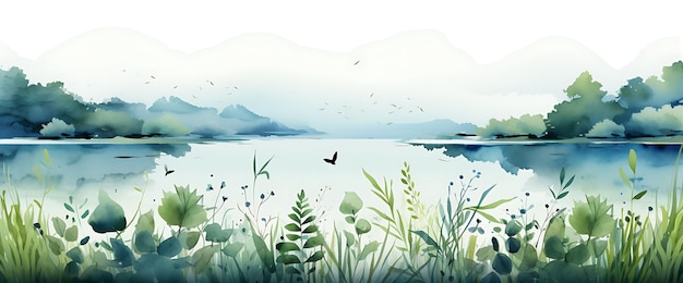 Красочный Всемирный день дикой природы Пресноводные виды Синий и зеленый Река творческий дизайн баннера
