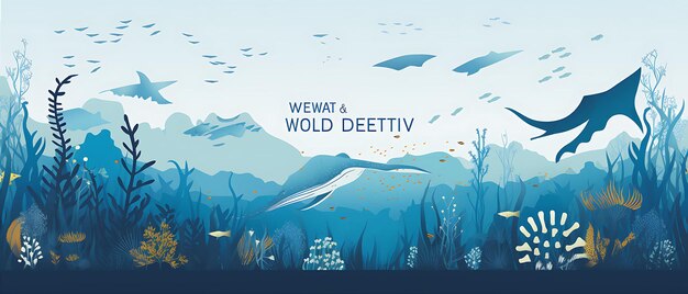 Colorful World Wildlife Day Ocean Giants Deep Blue Underwater Ocean D creative banner idea design