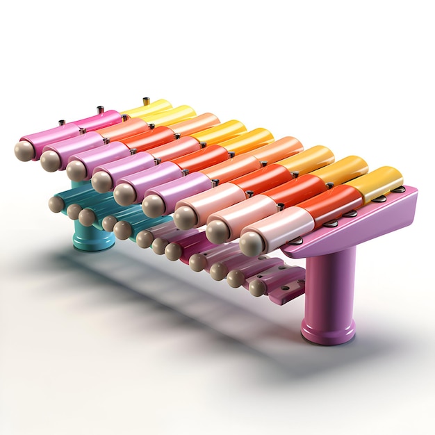 Colorful xylophone on white background 3D illustration