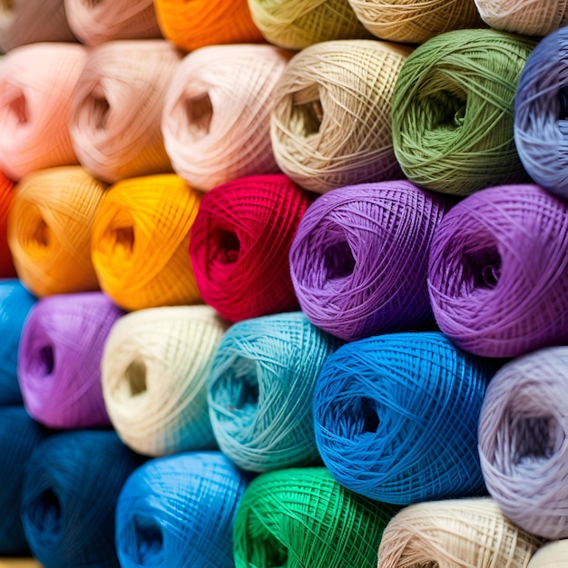 Premium Photo | Colorful yarn cotton wool linen thread