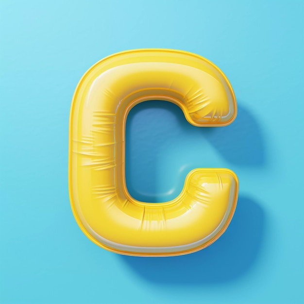 Colorful yellow air mattress in the shape of the letter c