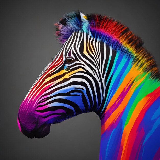 Foto testa di zebra colorata per ispirazione di design