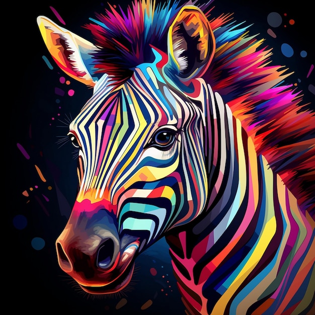 Photo a colorful zebra is painted in a colorful art style.