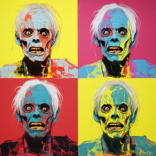 Foto ritratti colorati di zombie nello stile neopop di andy warhol