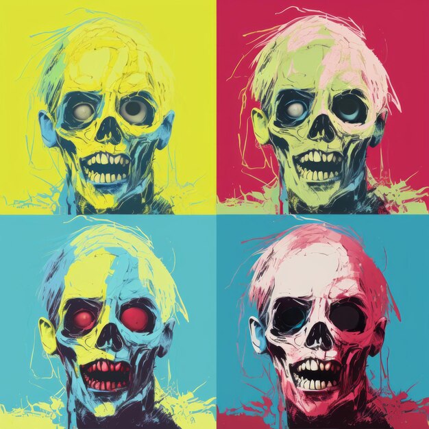 Colorful Zombie Portraits In Andy Warhol Style