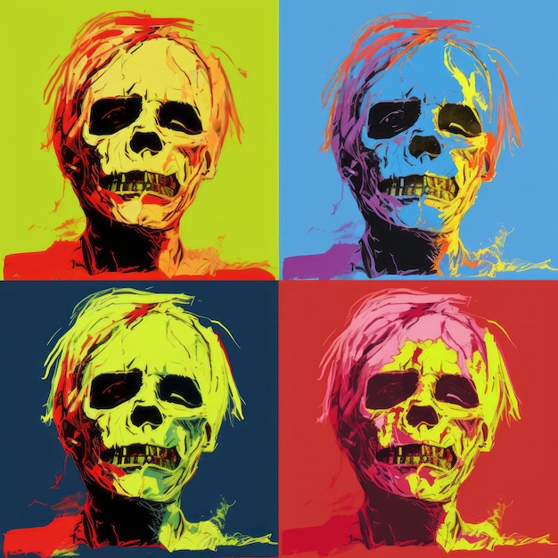 Photo colorful zombie portraits in the style of andy warhol