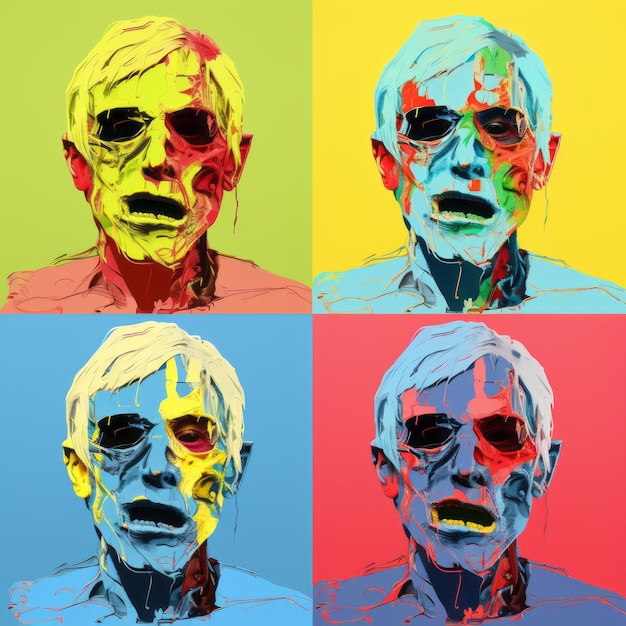 Foto ritratti colorati di zombie nello stile di andy warhol