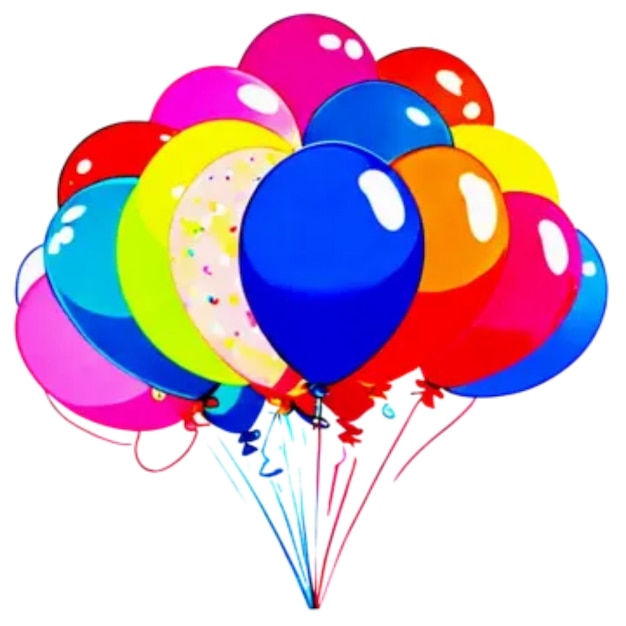 colorfull ballons png isolated white bg