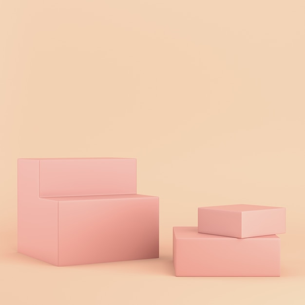 Colorfull boxes on pink pastel with copy space. 3d rendering