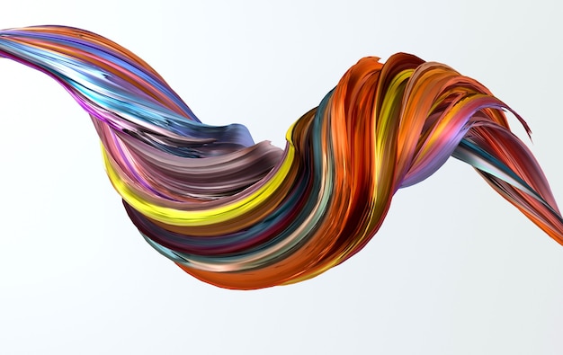 Colorfull dynamic abstract twisted shape 3d render vawe spiral