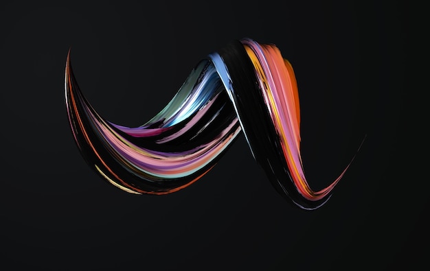 Colorfull dynamic abstract twisted shape 3d render vawe spiral