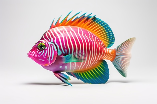 Colorfull fish isolated white background realistic fantasy