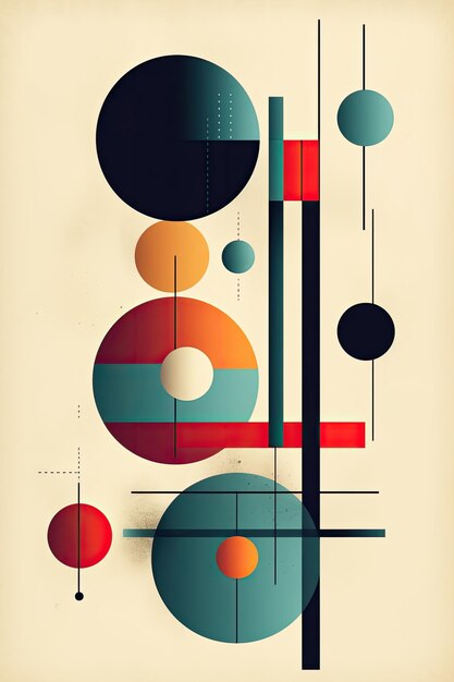 Colorfull Geometrical shapes, lines, gradients, minimalistic art, Bauhaus art style AI Generated