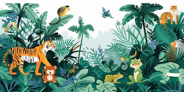 colorfull graphic showing a jungle