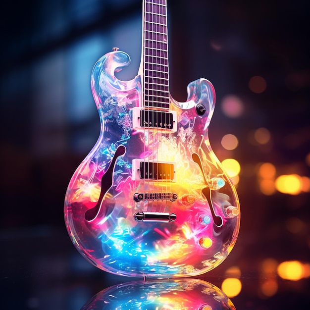 Photo a colorfull guitar