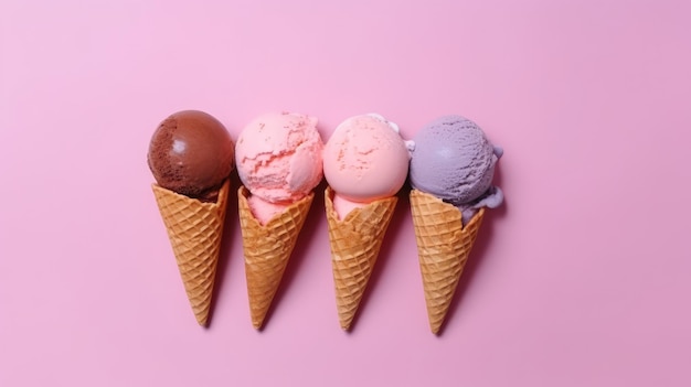 Colorfull ice cream on minimal background