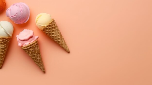 Colorfull ice cream on minimal background