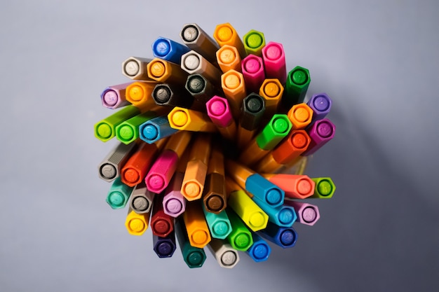 Colorfull markers on the desk