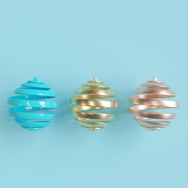 カラフルな飾りパステル調の背景にクリスマスボール。最小限のクリスマスコンセプトのアイデア。