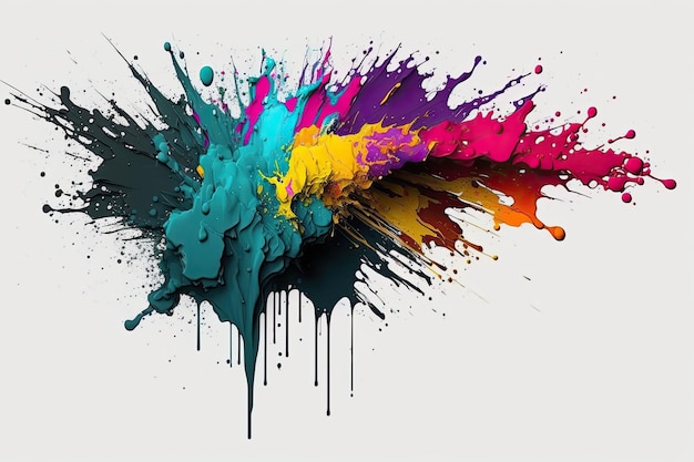 Colorfull paint splashing on isolated background