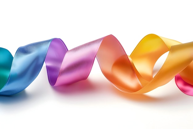 Photo colorfull ribbon isolated on white background no shadow silk and satin