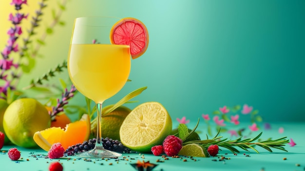 colorfull yellow liquid on bright gradient background