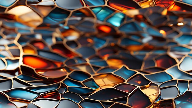 Photo colorida superficies fractales con patrones voronoi y efectos cristalinos abstractos