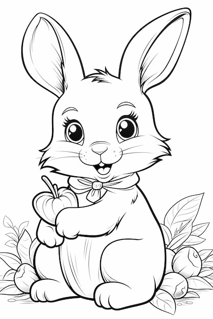 Coloring Book Adventures with a Cartoon Rabbit and Carrot