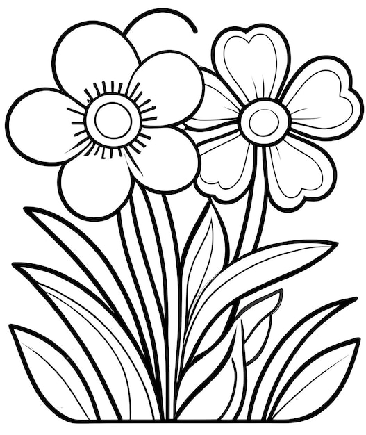 Photo coloring book for children beautiful flowers coloring book anti stress outline floral pattern