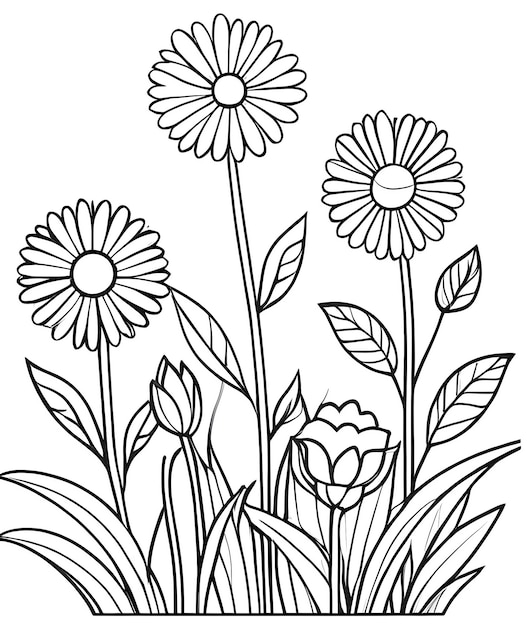 coloring book for children beautiful flowers coloring book anti stress outline floral pattern