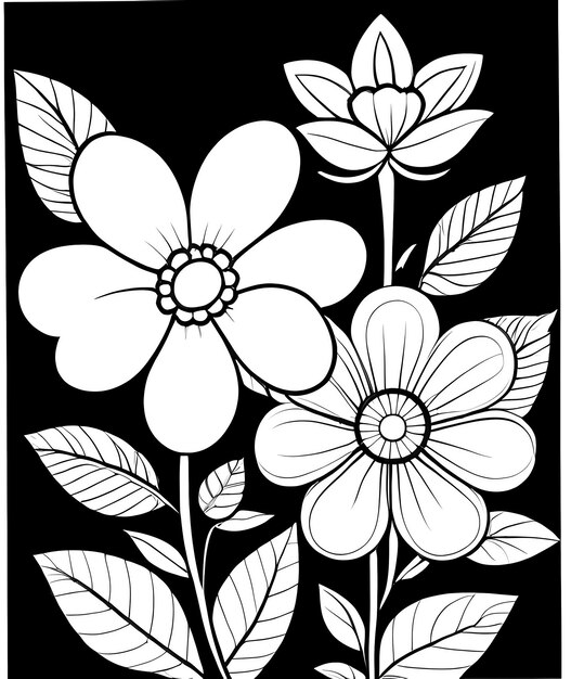 Photo coloring book for children beautiful flowers coloring book anti stress outline floral pattern