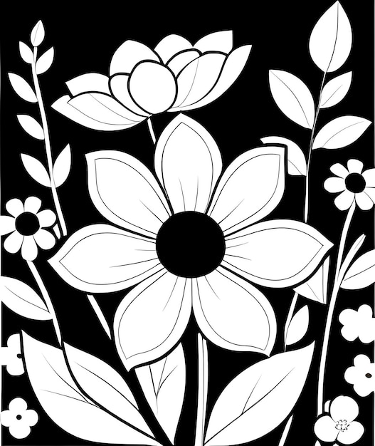 Photo coloring book for children beautiful flowers coloring book anti stress outline floral pattern