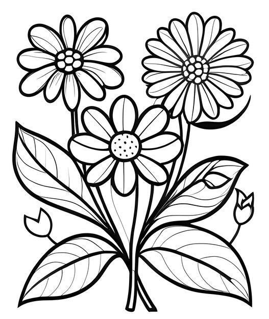 Photo coloring book for children beautiful flowers coloring book anti stress outline floral pattern