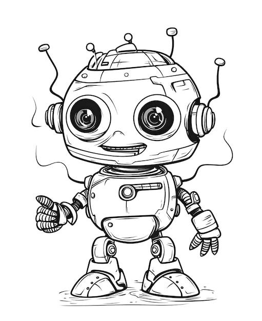 Coloring book for children little robot Selective soft focus