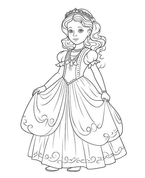 Coloring book for children princess girl character Selective soft focus