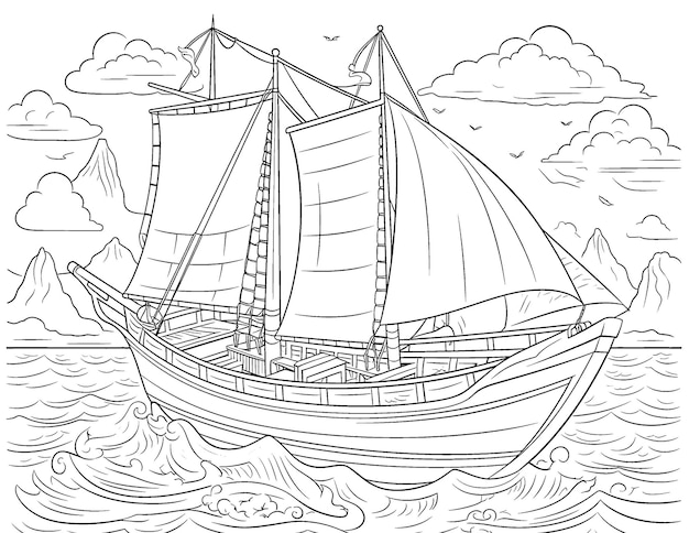Книга для раскраски для детей Транспортный корабль крупный снимок Выборочный мягкий фокус