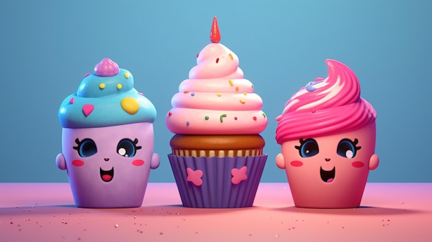 Foto libri da colorare cupcakes cartoni animati minimalisti argenerative ai