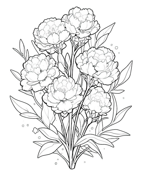 Coloring book floral background flowers on a white background Selective soft focus