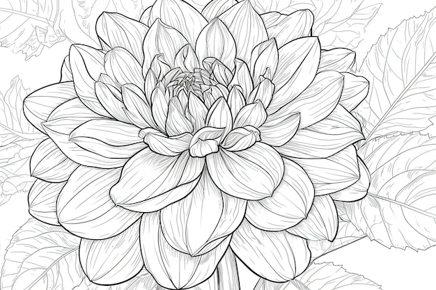 Coloring book flowers doodle style black outline