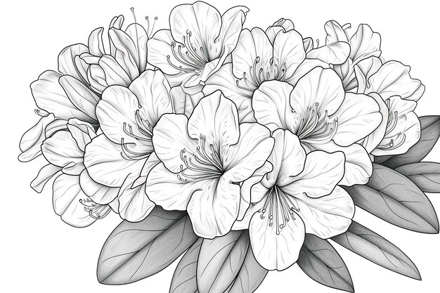 Coloring book flowers doodle style black outline