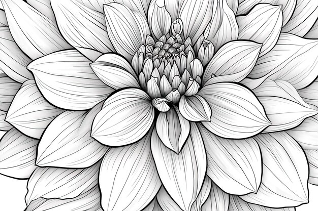 Foto libro da colorare fiori con contorno nero in stile doodle