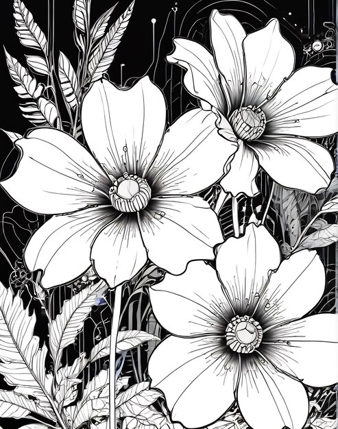 Photo coloring book flowers