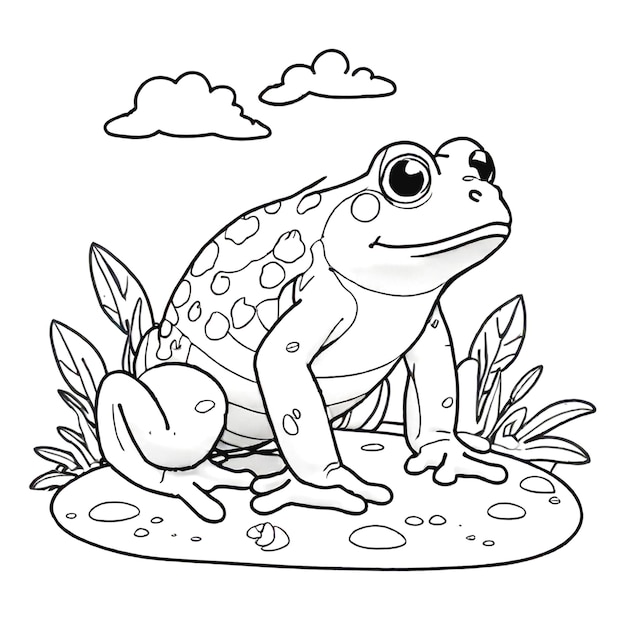 Photo coloring book frog generated ai