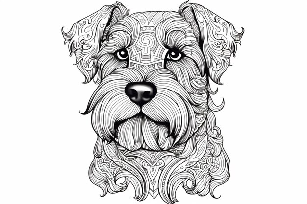 Photo coloring book irish dog black