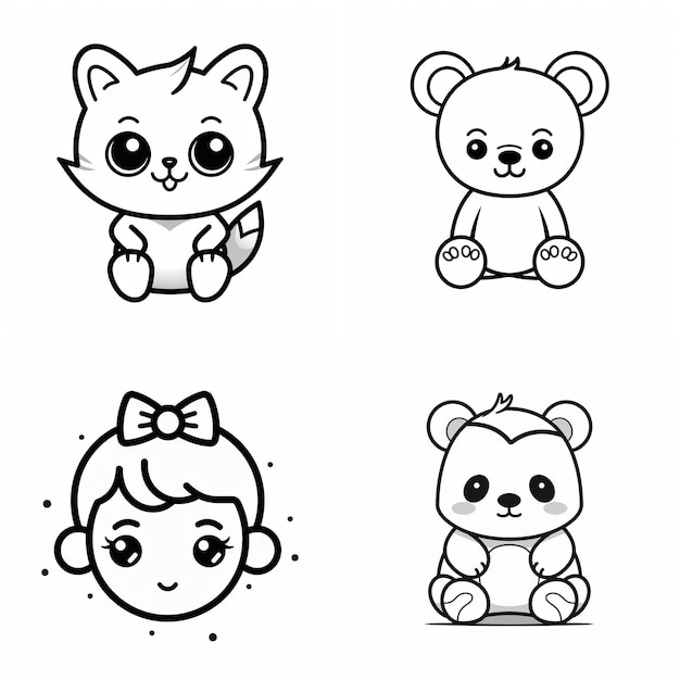 Coloring book Kawaii hand drawn worksheet for kids