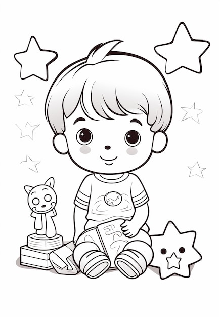 Coloring book Kawaii hand drawn worksheet for kids