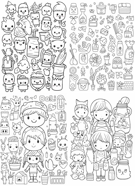 子供のためのカワイイ手描きワークシート