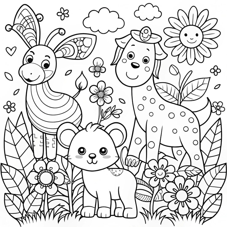 Photo coloring book for kids animals and flowers for girls ages 612