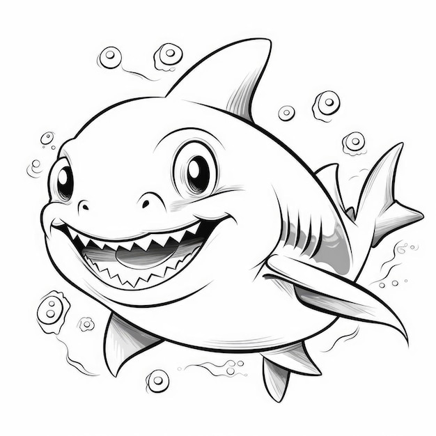 Coloring book for kids shark vector